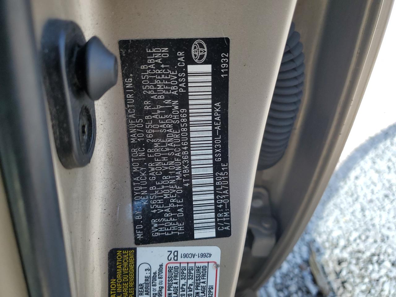 4T1BK36B46U085869 2006 Toyota Avalon Xl