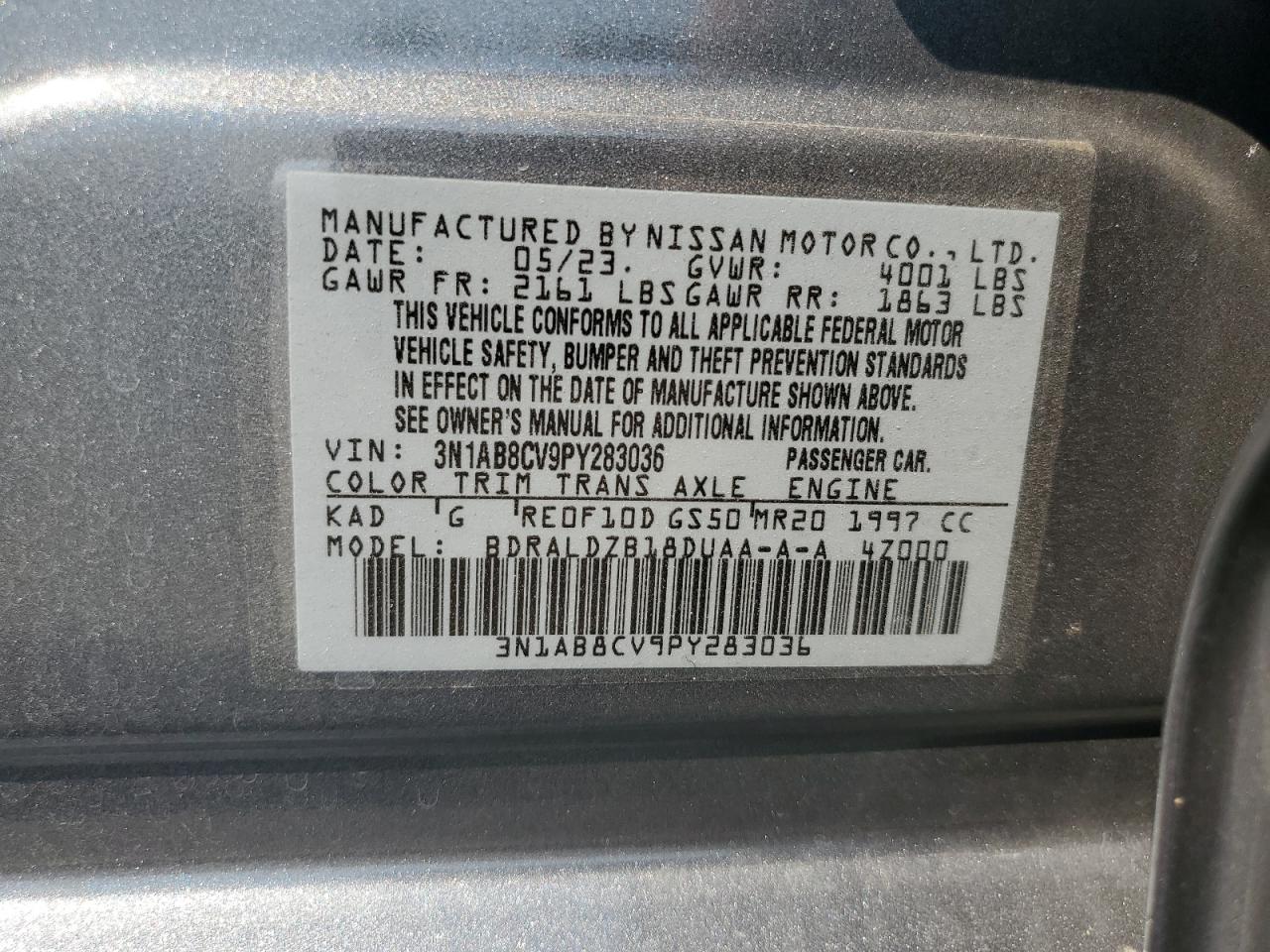 3N1AB8CV9PY283036 2023 Nissan Sentra Sv