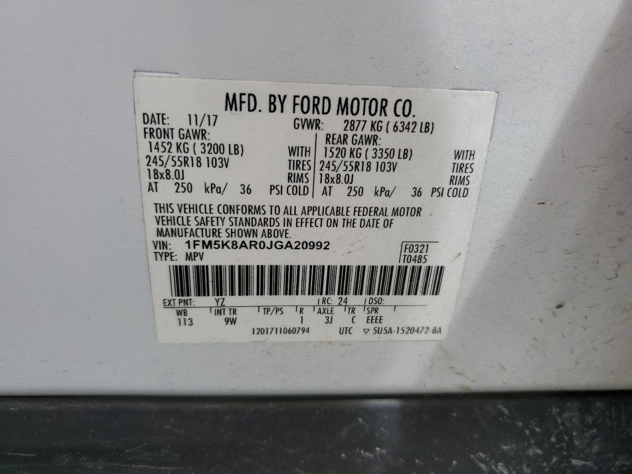 1FM5K8AR0JGA20992 2018 FORD EXPLORER - Image 14