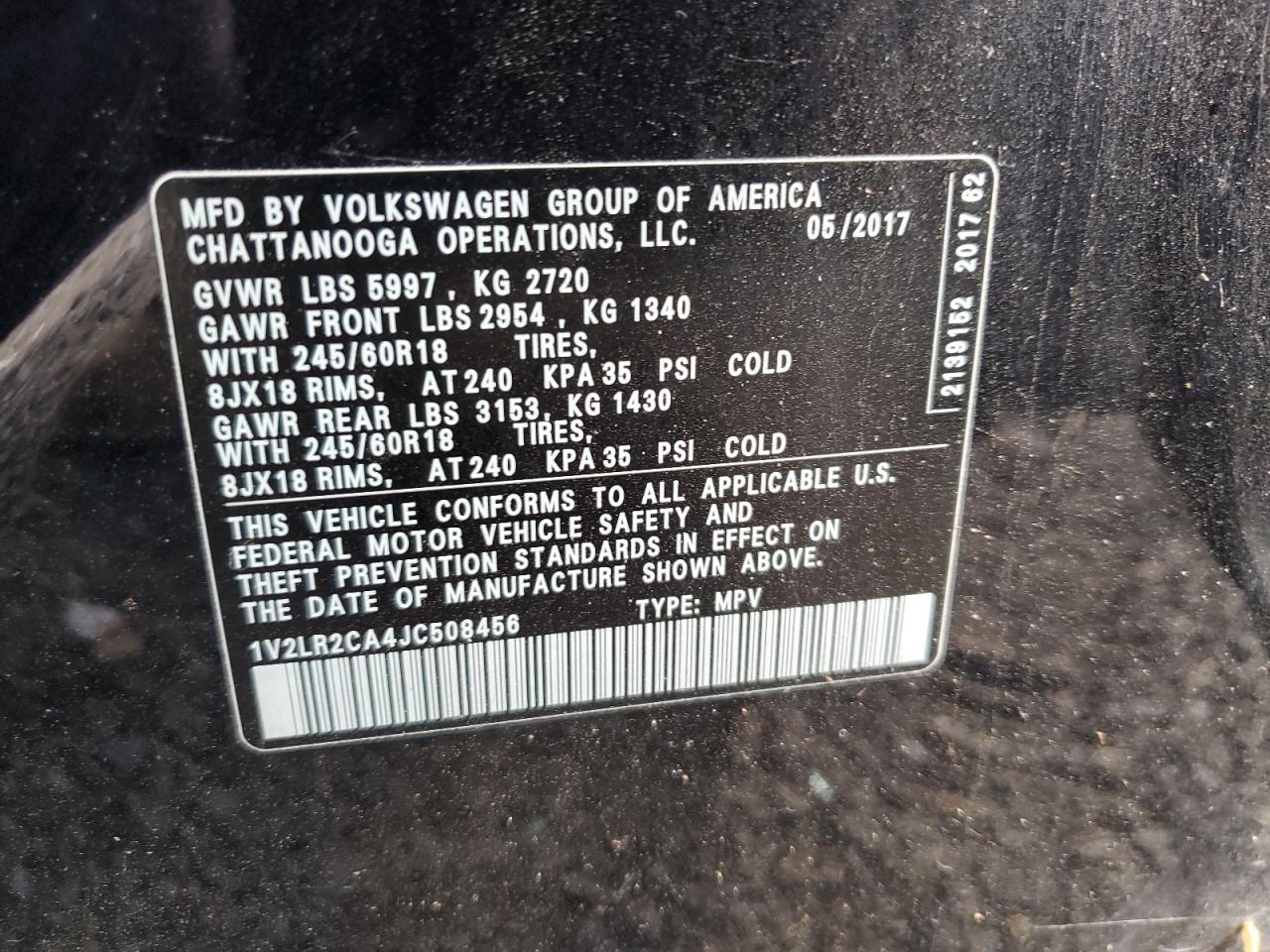 1V2LR2CA4JC508456 2018 Volkswagen Atlas Se