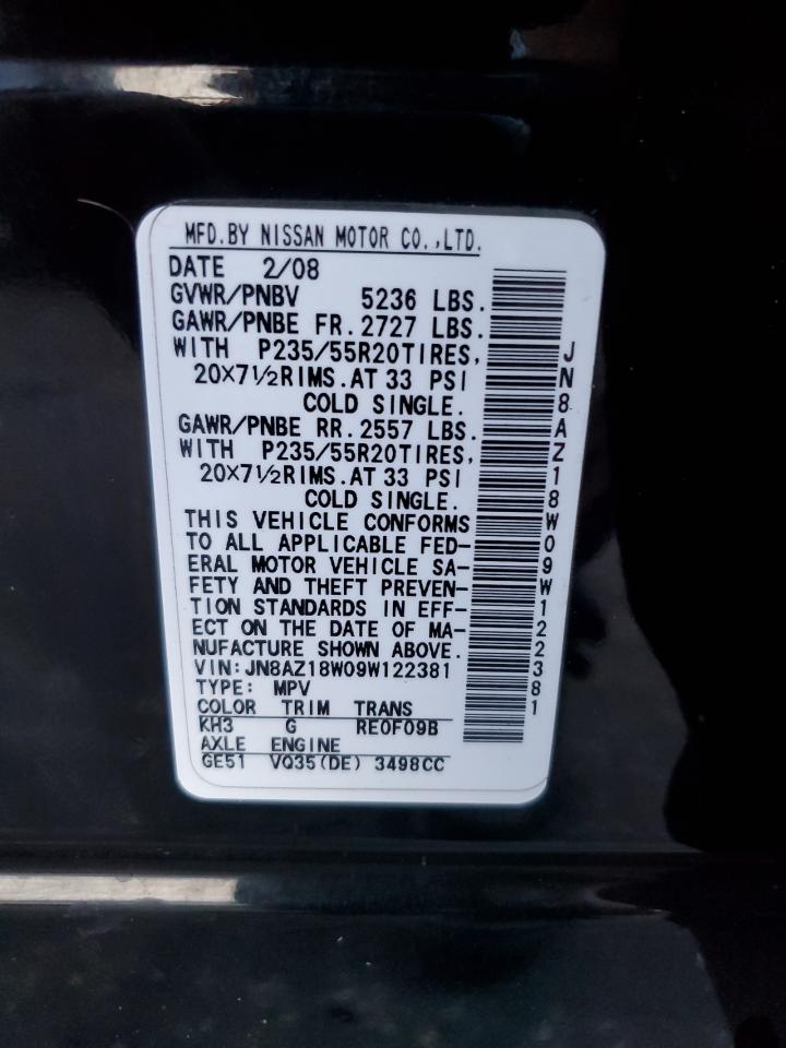 JN8AZ18W09W122381 2009 Nissan Murano S