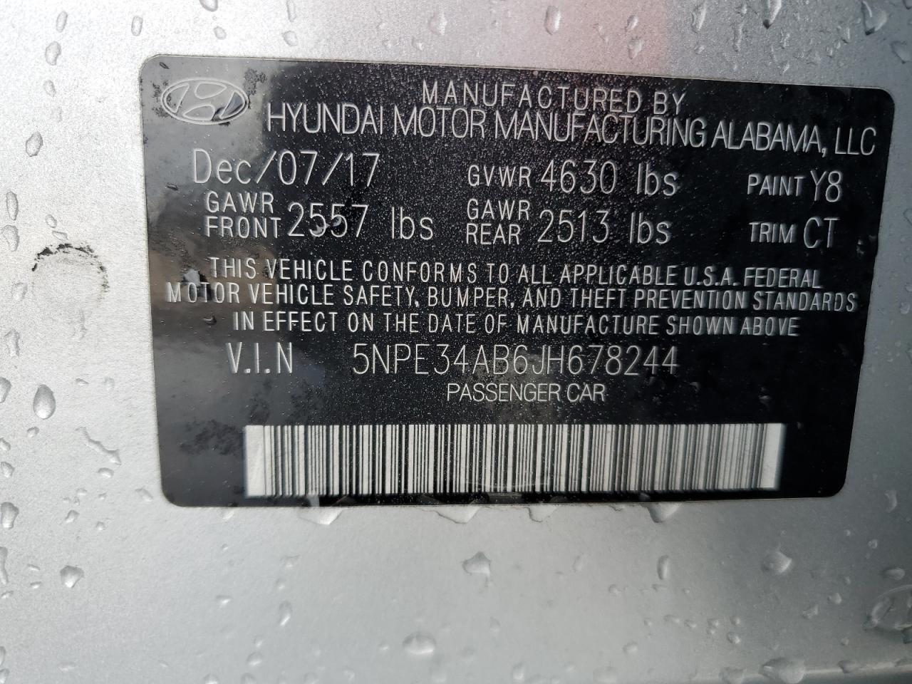 5NPE34AB6JH678244 2018 Hyundai Sonata Sport