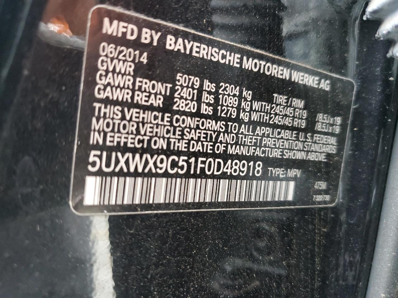 5UXWX9C51F0D48918 2015 BMW X3 xDrive28I