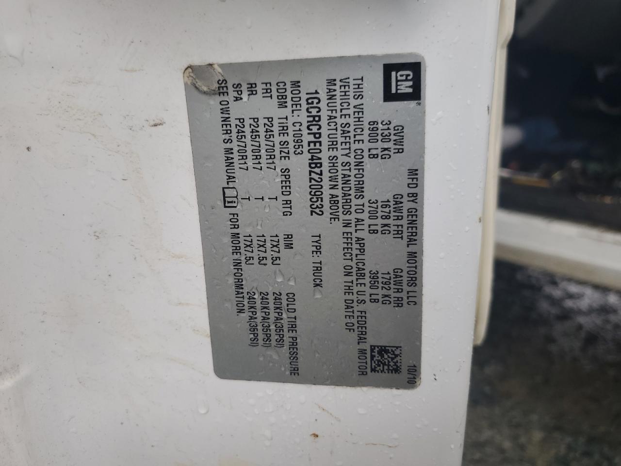 2011 Chevrolet Silverado C1500 VIN: 1GCRCPE04BZ209532 Lot: 72794134