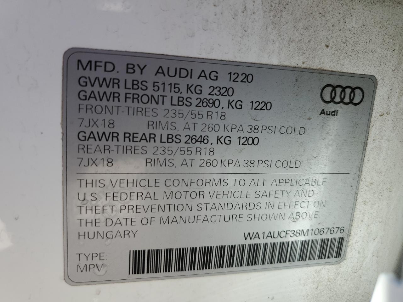 WA1AUCF38M1067676 2021 Audi Q3 Premium 40