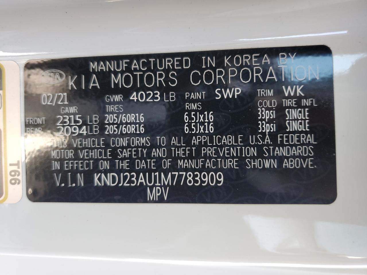 KNDJ23AU1M7783909 2021 Kia Soul Lx