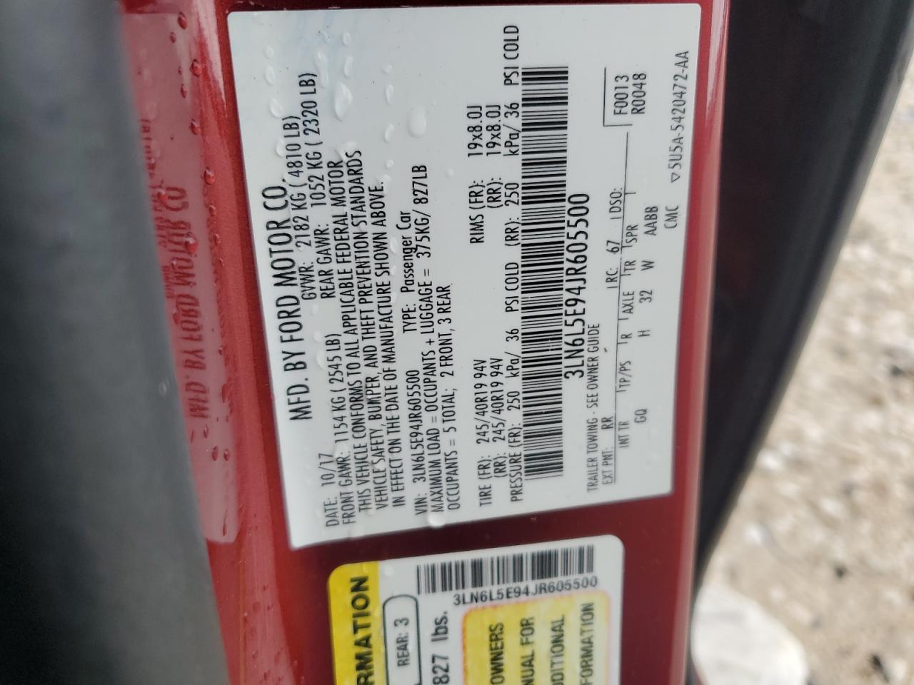 2018 Lincoln Mkz Reserve VIN: 3LN6L5E94JR605500 Lot: 70509354