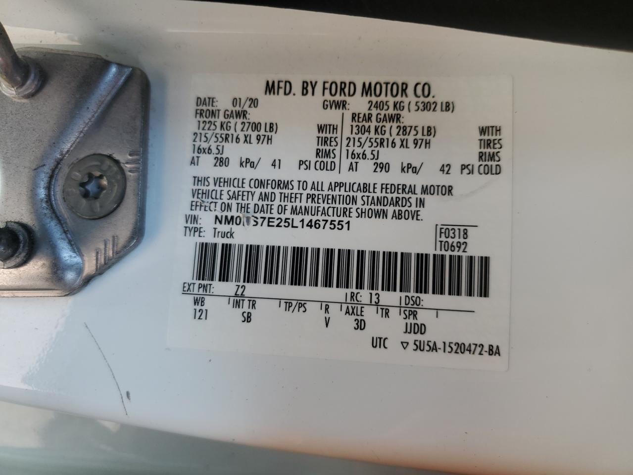 NM0LS7E25L1467551 2020 Ford Transit Connect Xl