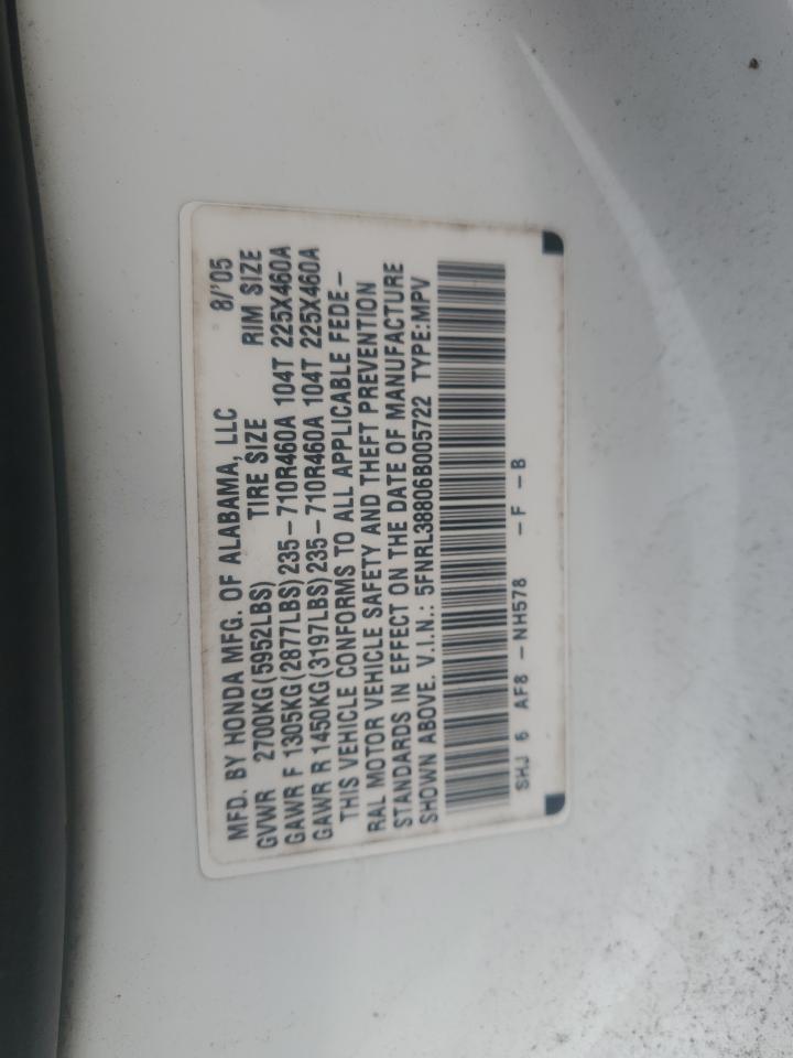 5FNRL38806B005722 2006 Honda Odyssey Touring