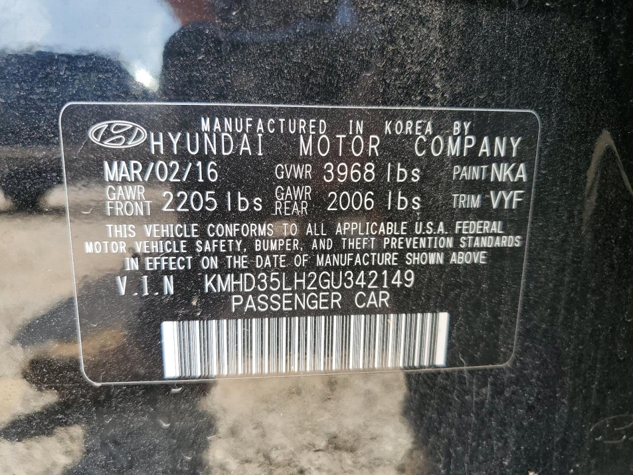 KMHD35LH2GU342149 2016 HYUNDAI ELANTRA - Image 13