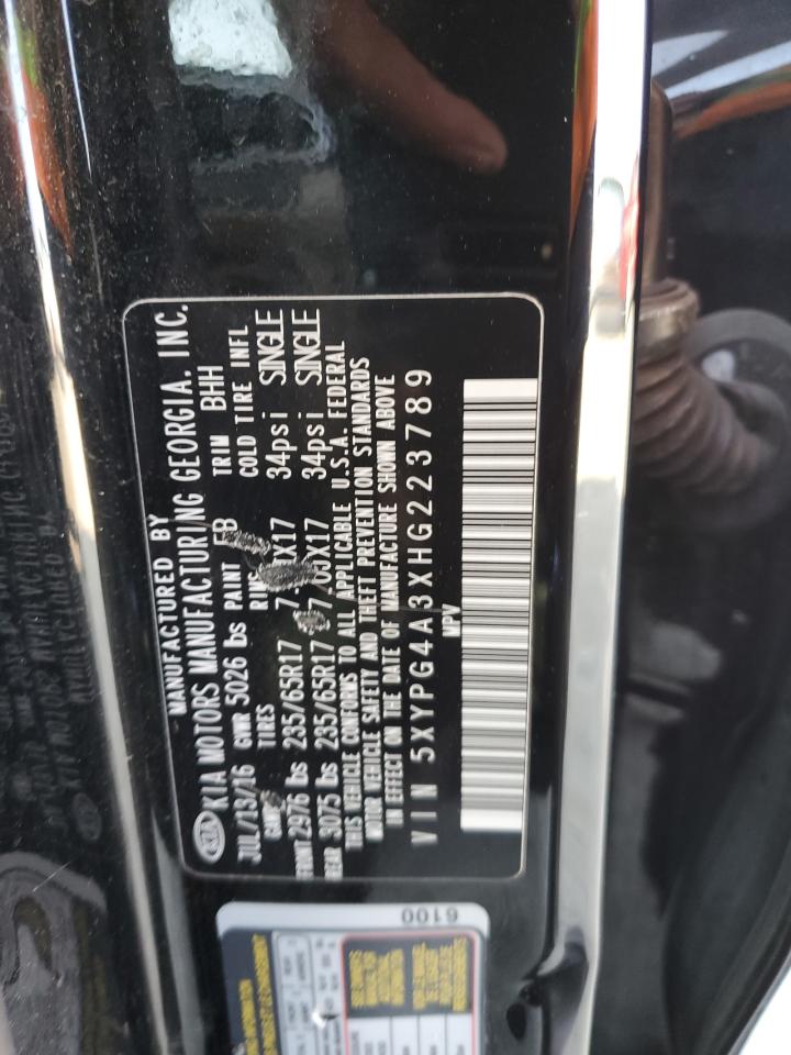 5XYPG4A3XHG223789 2017 Kia Sorento Lx