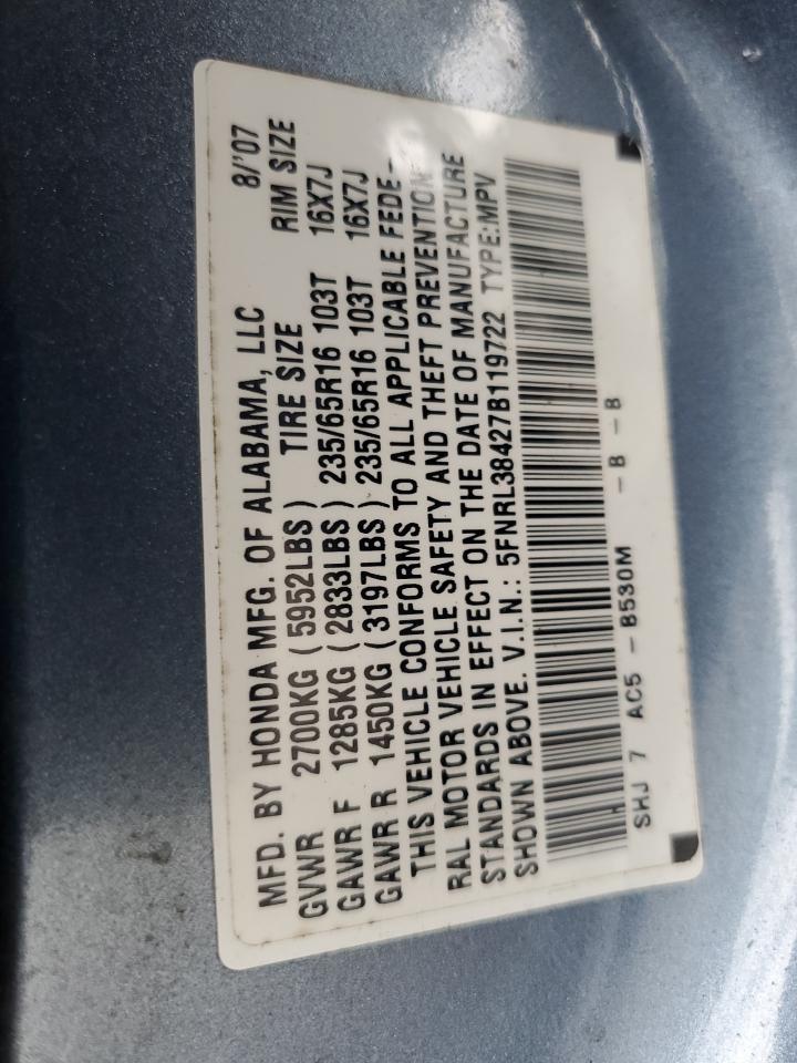 5FNRL38427B119722 2007 Honda Odyssey Ex