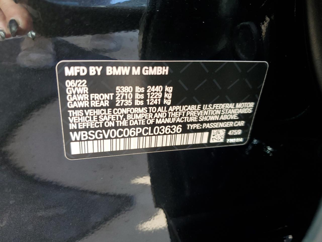 2023 BMW M8 VIN: WBSGV0C06PCL03636 Lot: 73725864