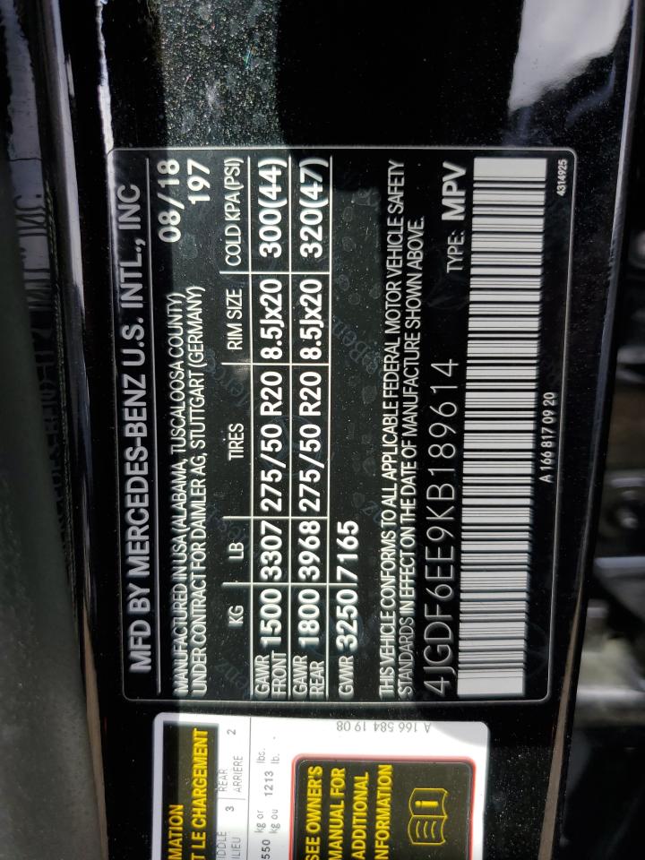 2019 Mercedes-Benz Gls 450 4Matic VIN: 4JGDF6EE9KB189614 Lot: 71845744