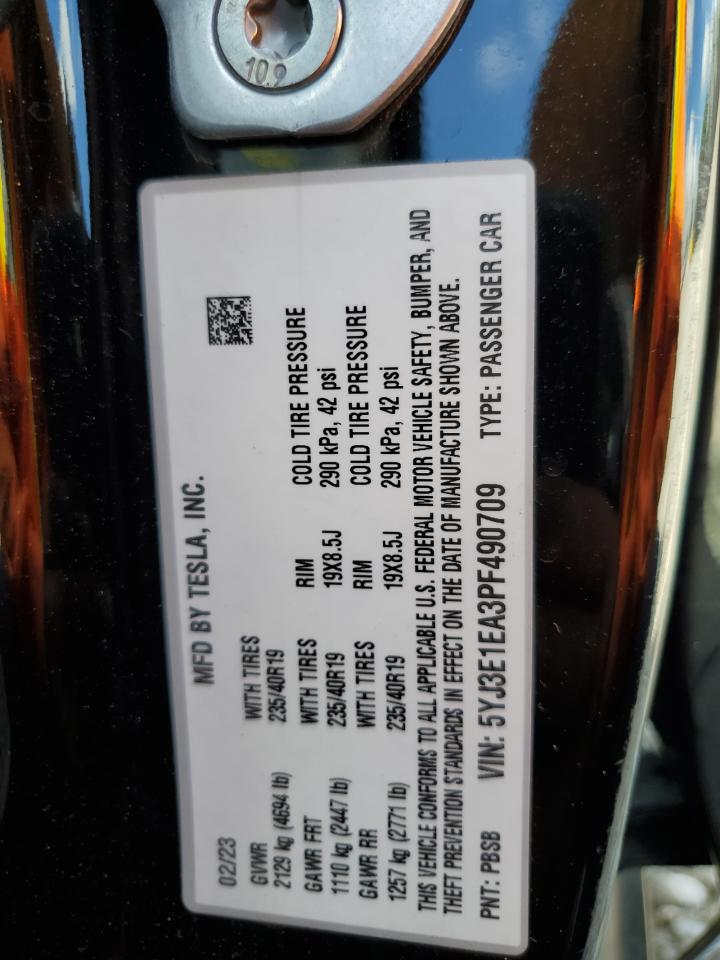 5YJ3E1EA3PF490709 2023 Tesla Model 3