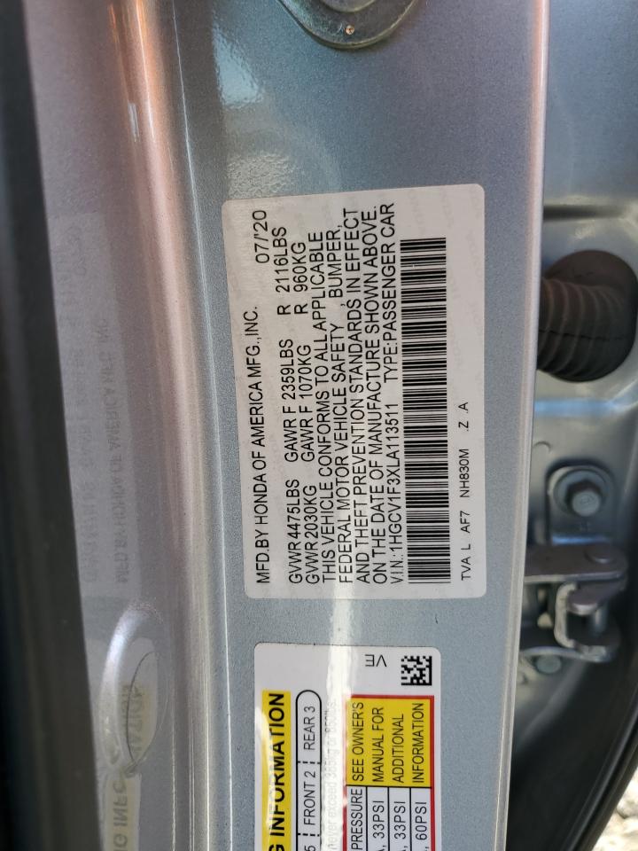 1HGCV1F3XLA113511 2020 Honda Accord Sport