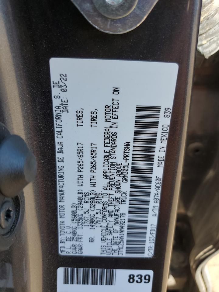 3TMCZ5AN1NM492178 2022 Toyota Tacoma Double Cab