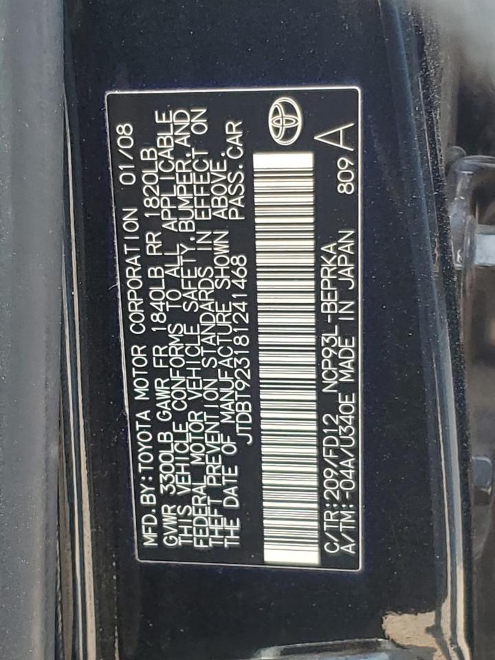 JTDBT923181241468 2008 Toyota Yaris