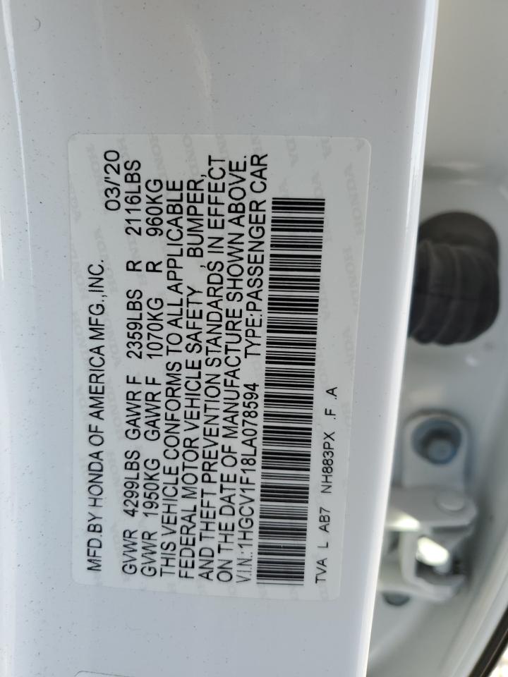 1HGCV1F18LA078594 2020 Honda Accord Lx