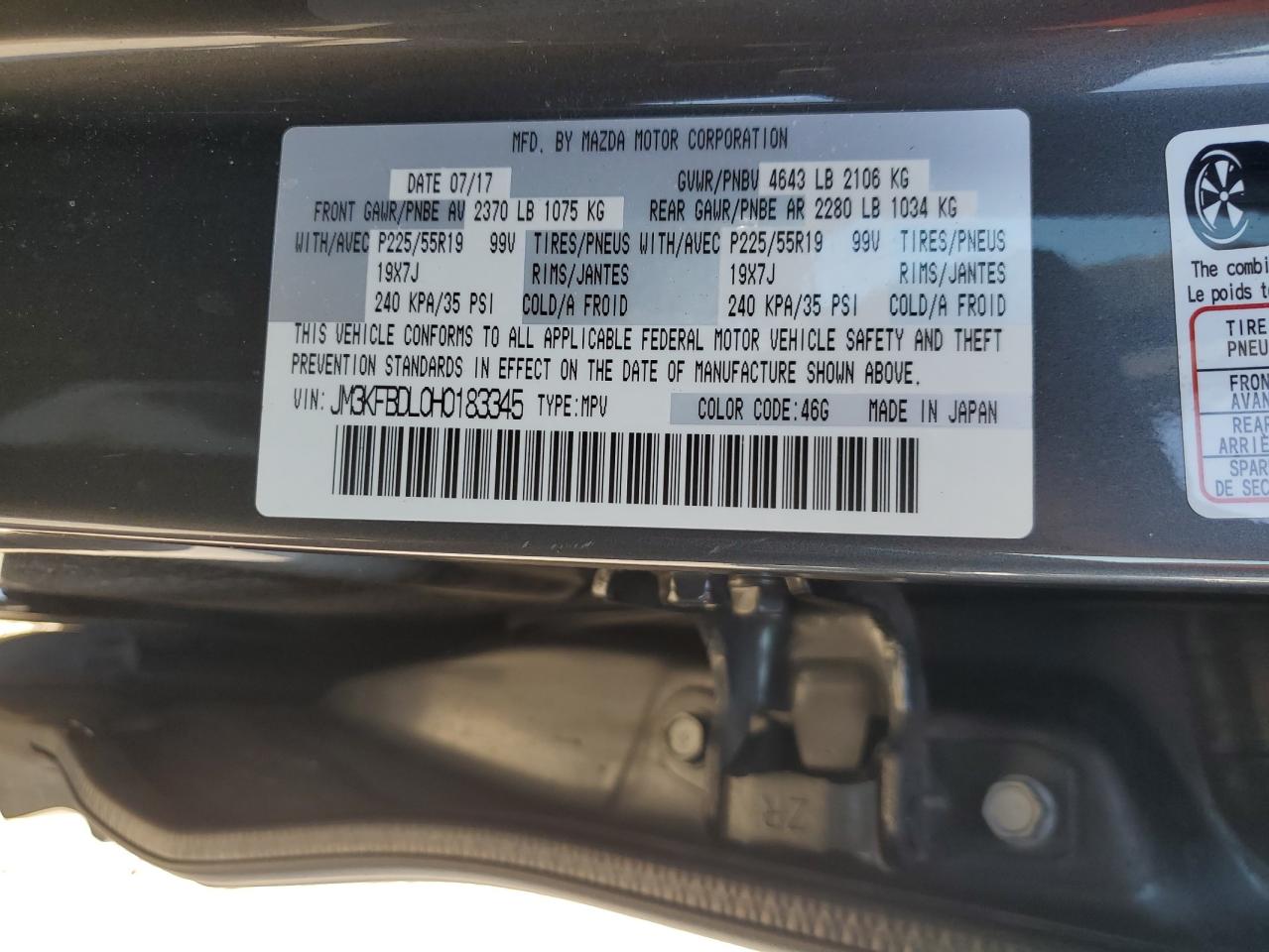 JM3KFBDL0H0183345 2017 Mazda Cx-5 Grand Touring