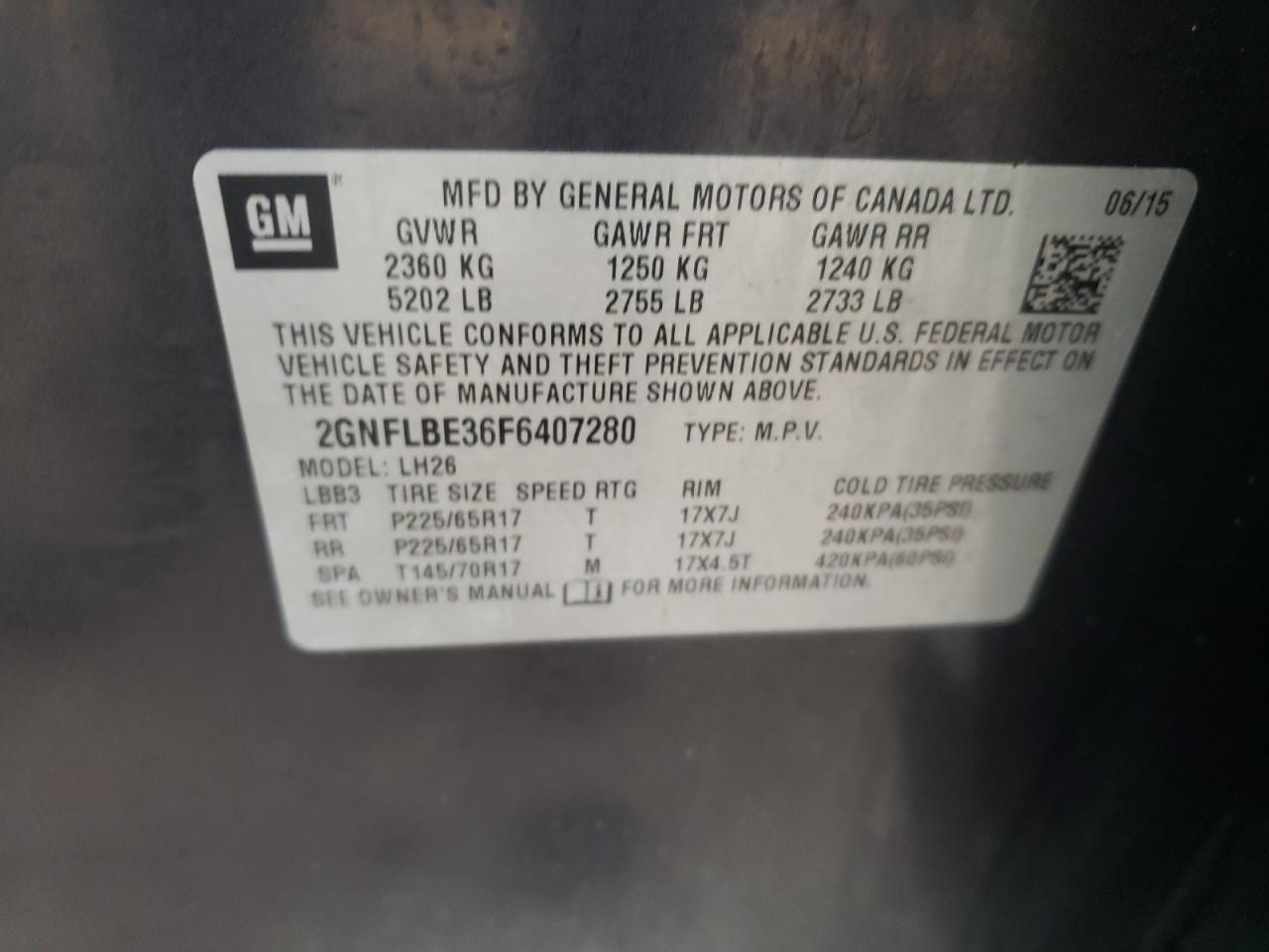 2GNFLBE36F6407280 2015 CHEVROLET EQUINOX - Image 14