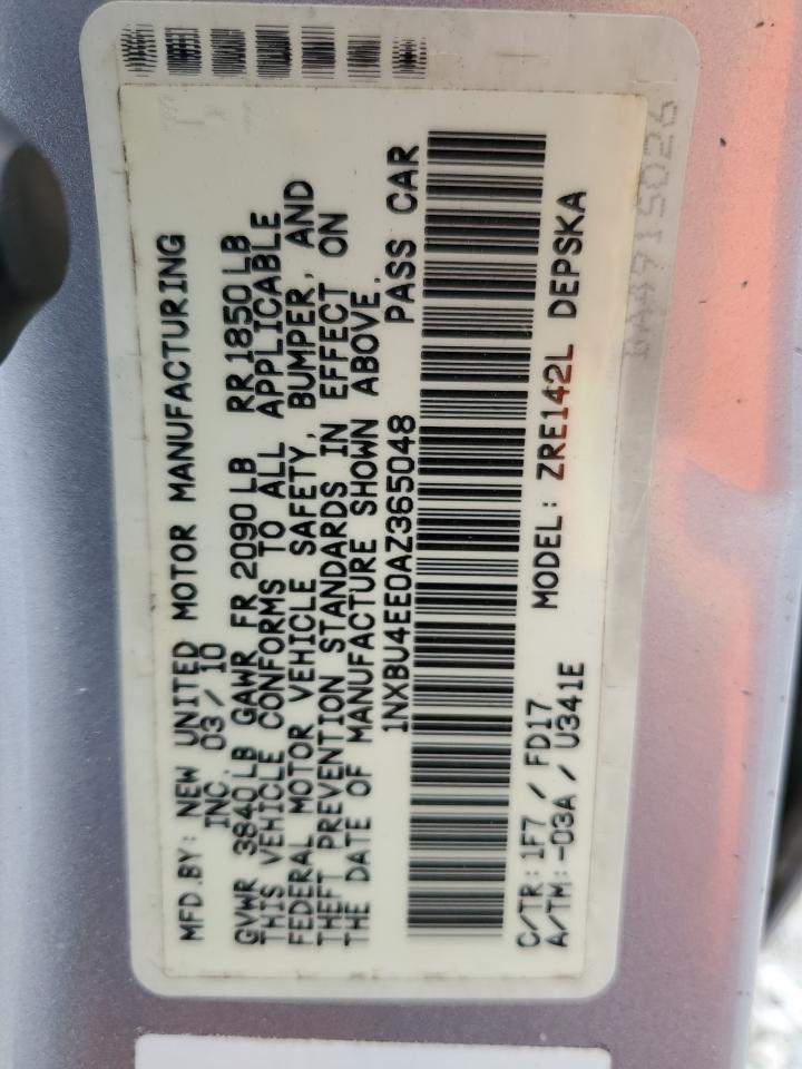 1NXBU4EE0AZ365048 2010 Toyota Corolla Base