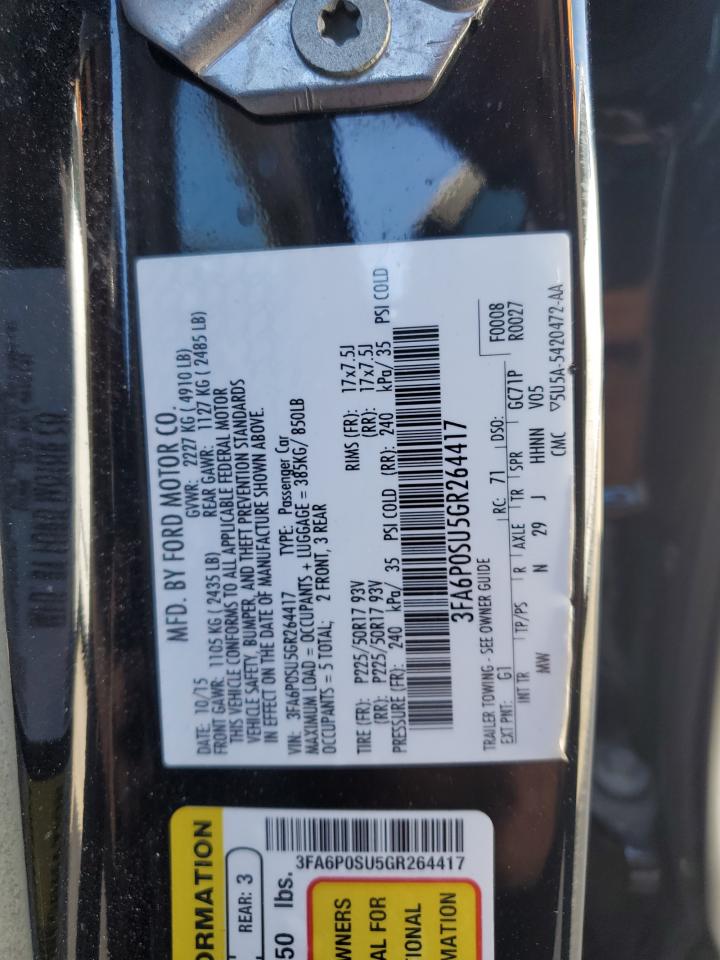 3FA6P0SU5GR264417 2016 Ford Fusion Titanium Phev