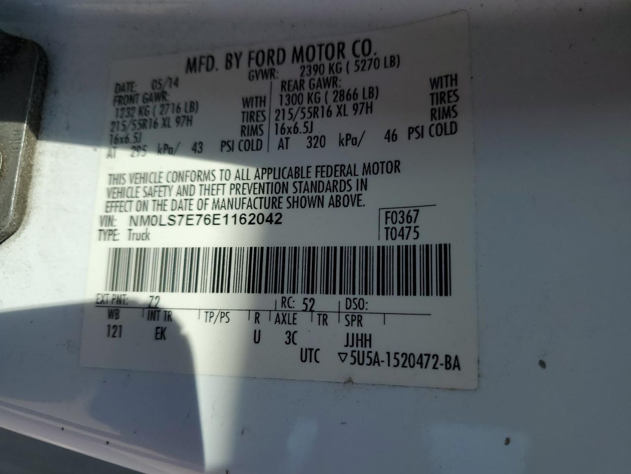 NM0LS7E76E1162042 2014 Ford Transit Connect Xl