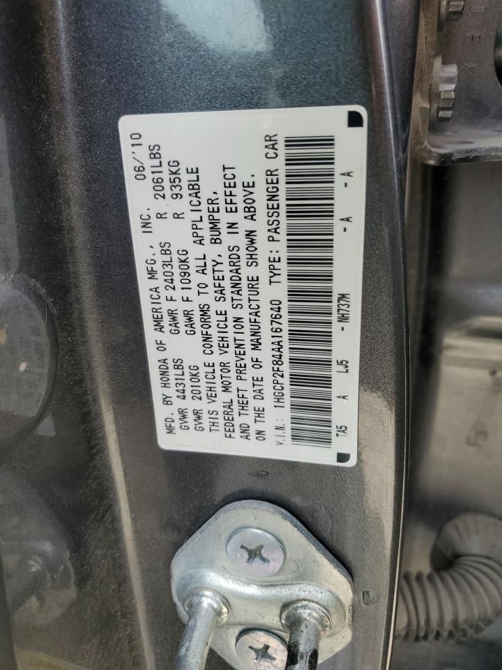 1HGCP2F84AA167640 2010 Honda Accord Exl