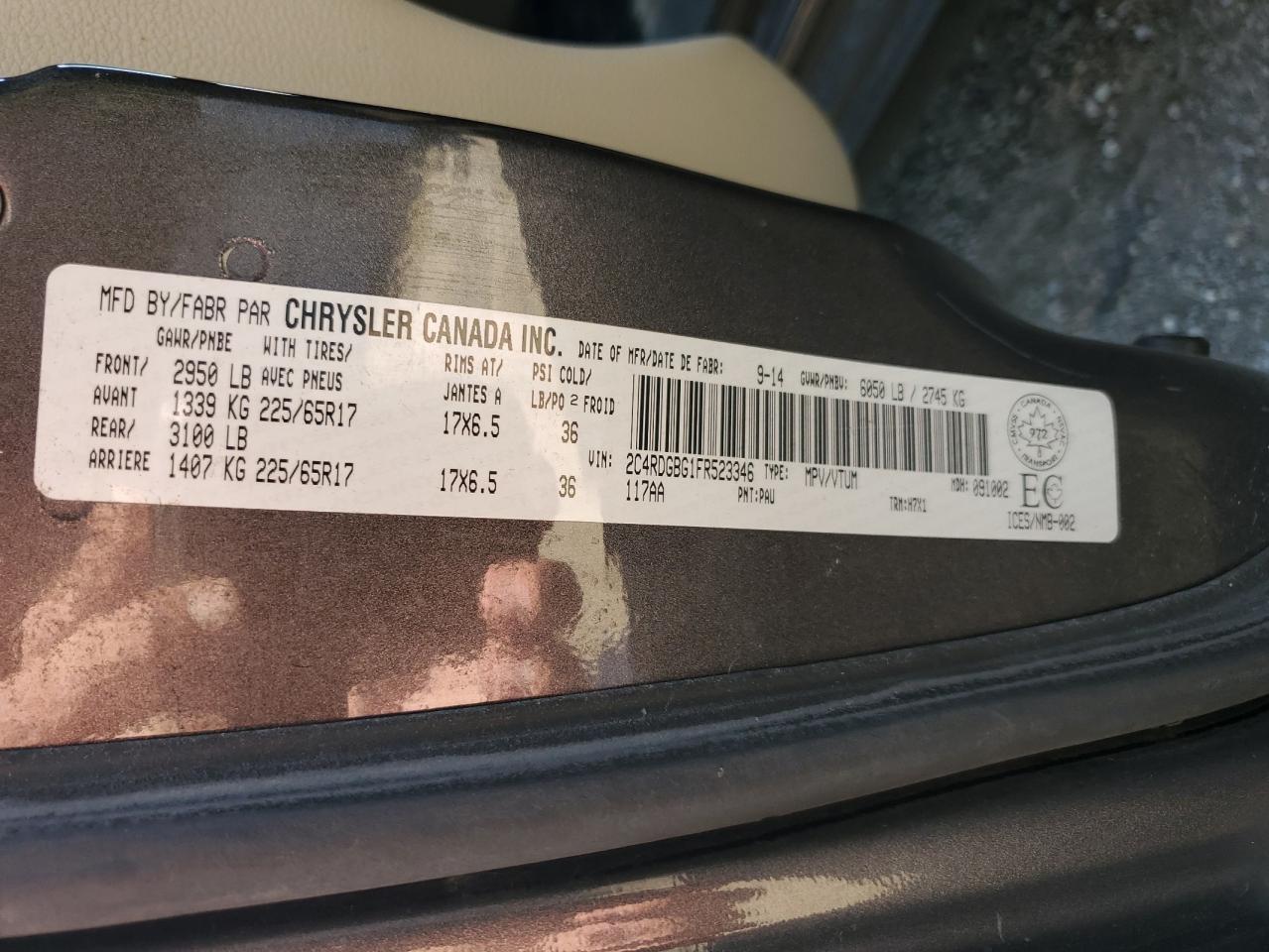 2C4RDGBG1FR523346 2015 Dodge Grand Caravan Se