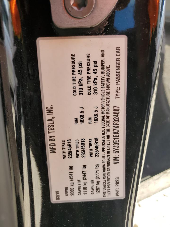 5YJ3E1EA7KF324007 2019 Tesla Model 3