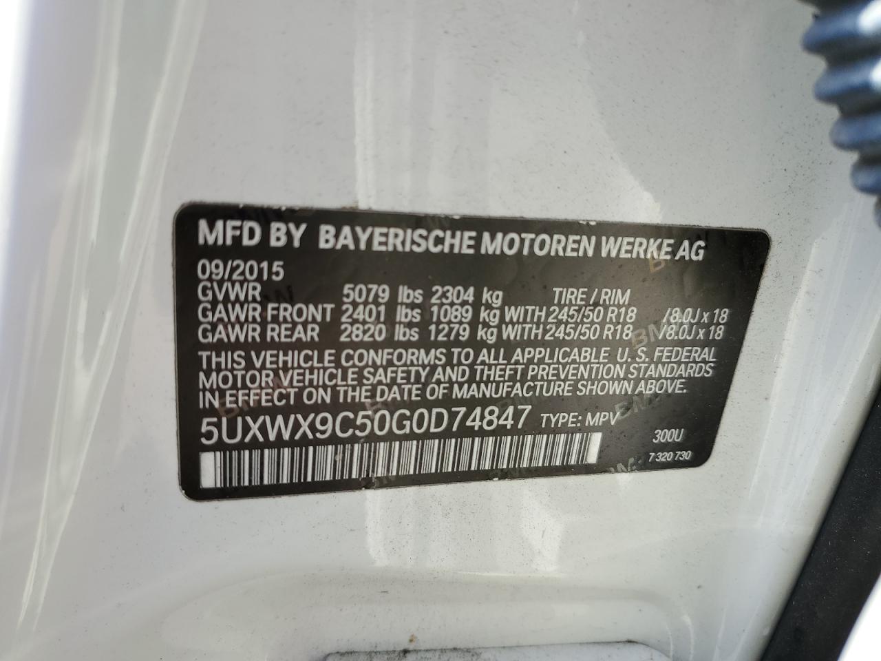 5UXWX9C50G0D74847 2016 BMW X3 xDrive28I