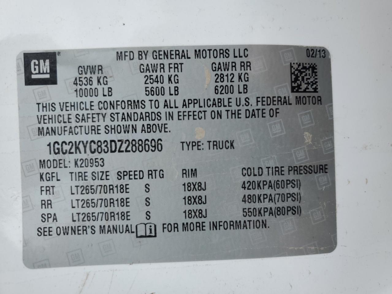 1GC2KYC83DZ288696 2013 Chevrolet Silverado K2500 Heavy Duty Ltz