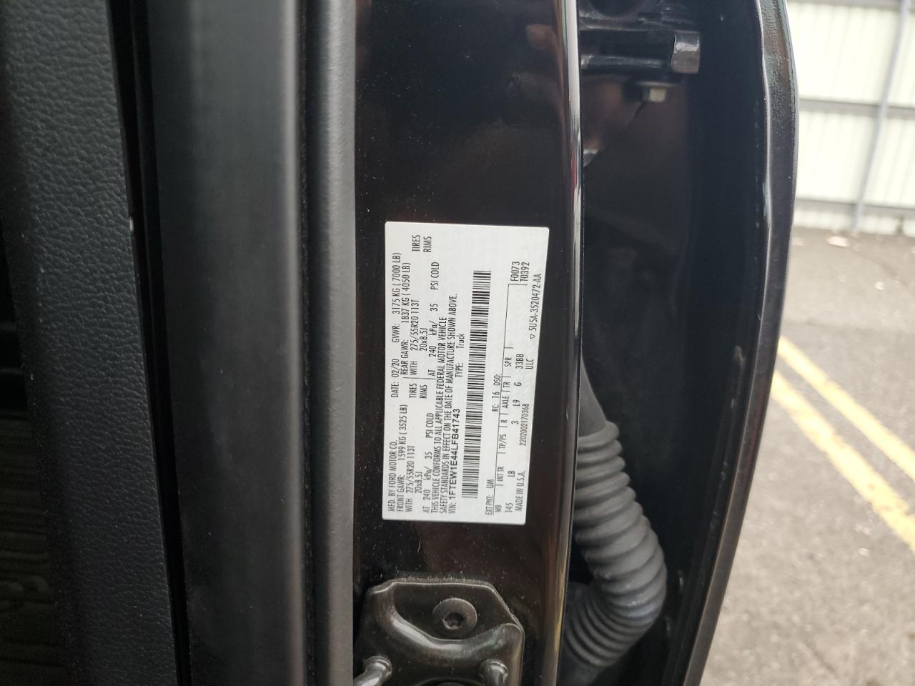2020 Ford F150 Supercrew VIN: 1FTEW1E44LFB41743 Lot: 72310804
