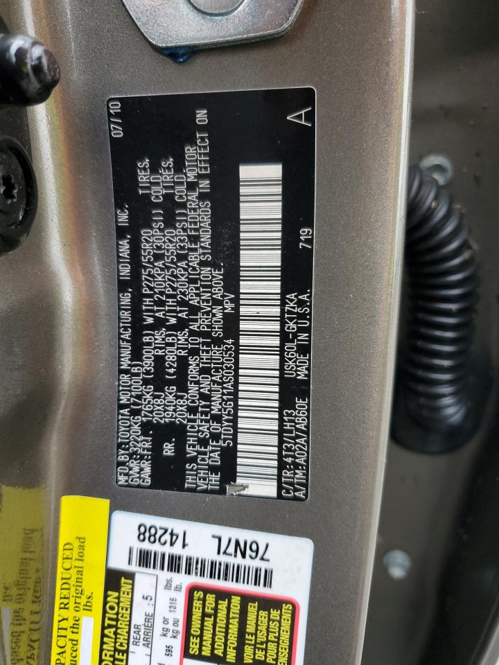 5TDYY5G11AS030534 2010 Toyota Sequoia Platinum