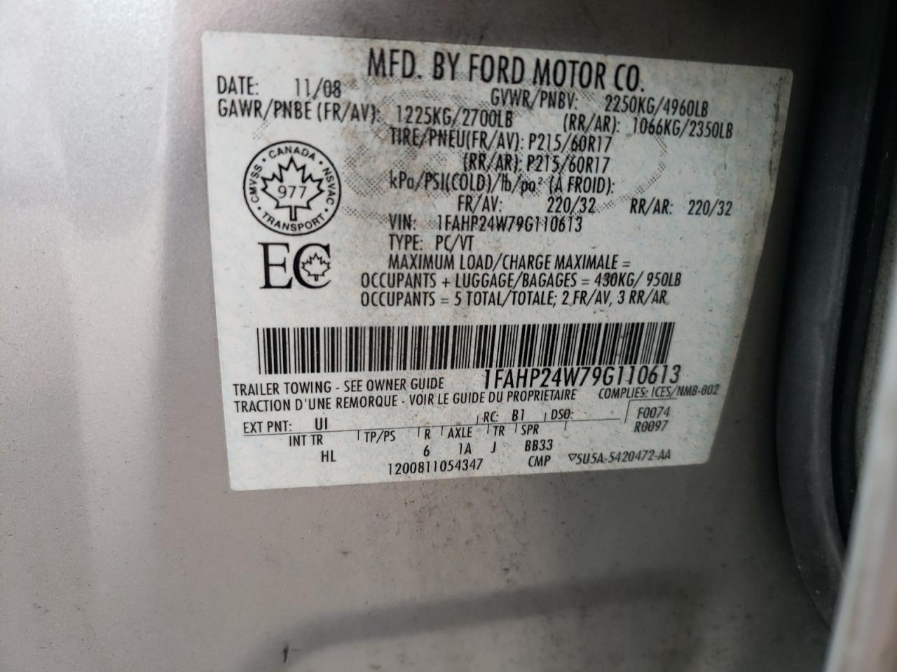 1FAHP24W79G110613 2009 Ford Taurus Sel