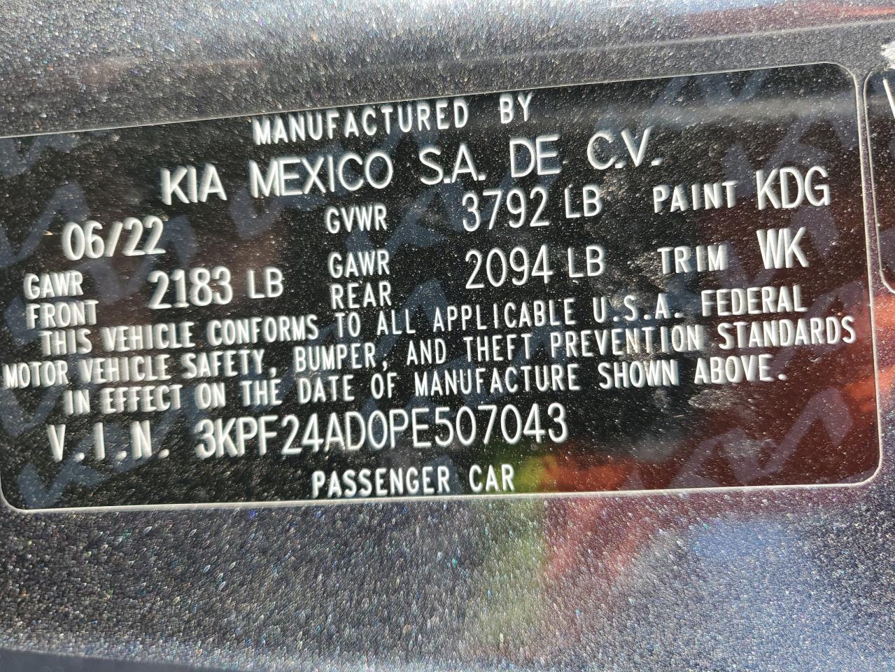 3KPF24AD0PE507043 2023 Kia Forte Lx