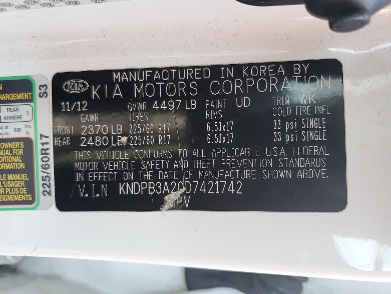 KNDPB3A20D7421742 2013 Kia Sportage Base