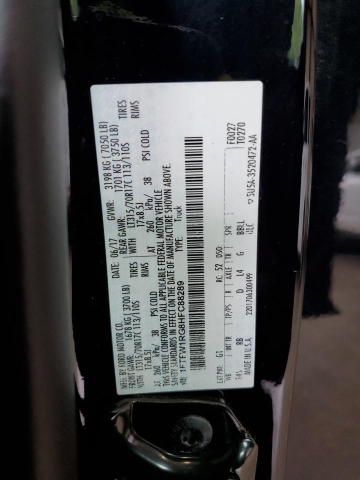 1FTFW1RG8HFC88289 2017 Ford F150 Raptor