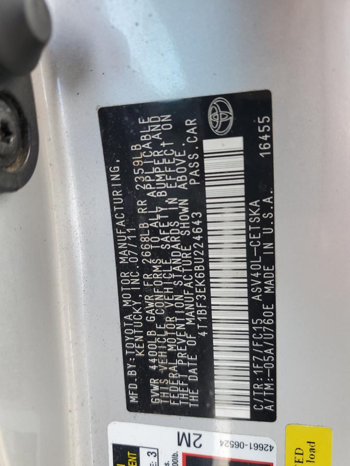 4T1BF3EK6BU224643 2011 Toyota Camry Base