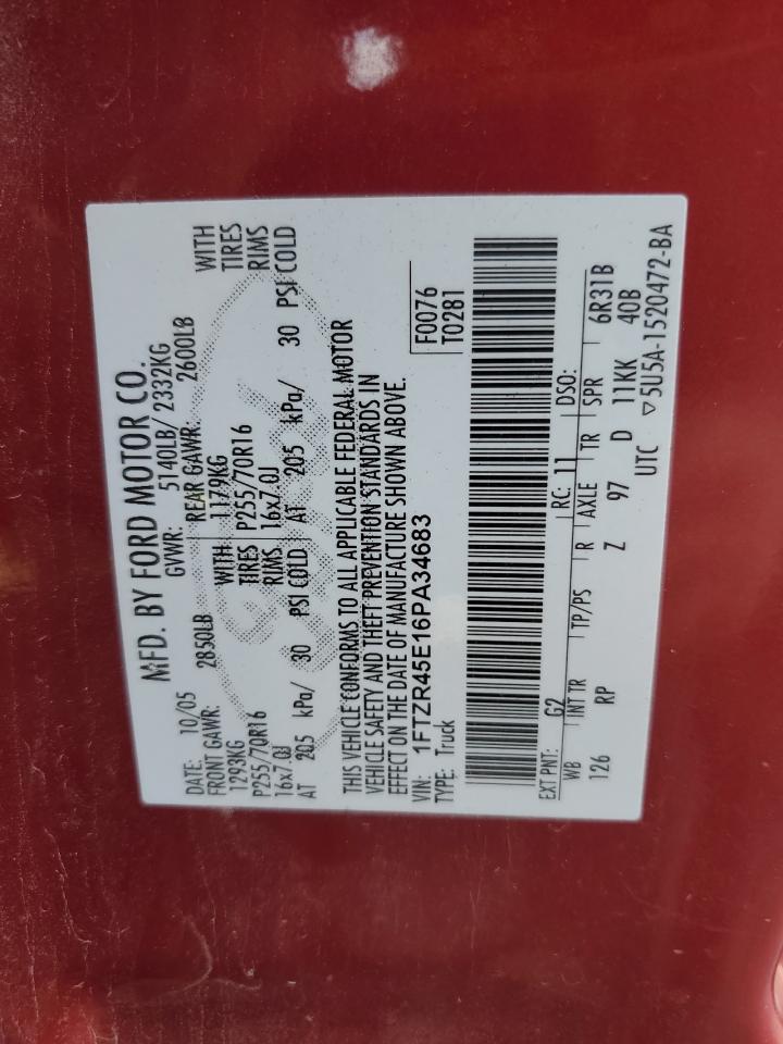 2006 Ford Ranger Super Cab VIN: 1FTZR45E16PA34683 Lot: 70466224