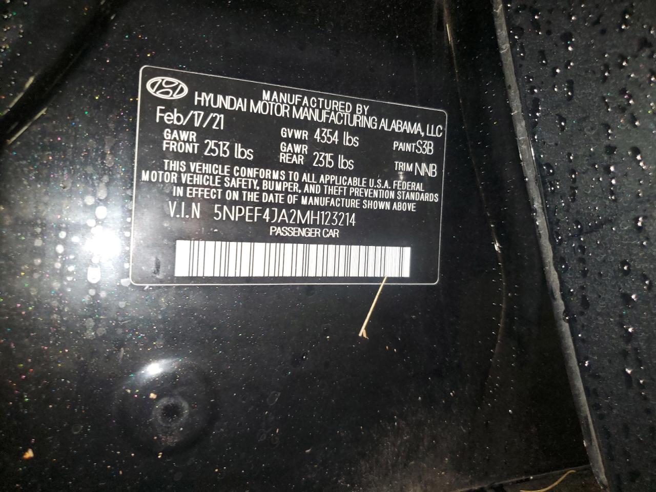 5NPEF4JA2MH123214 2021 Hyundai Sonata Sel