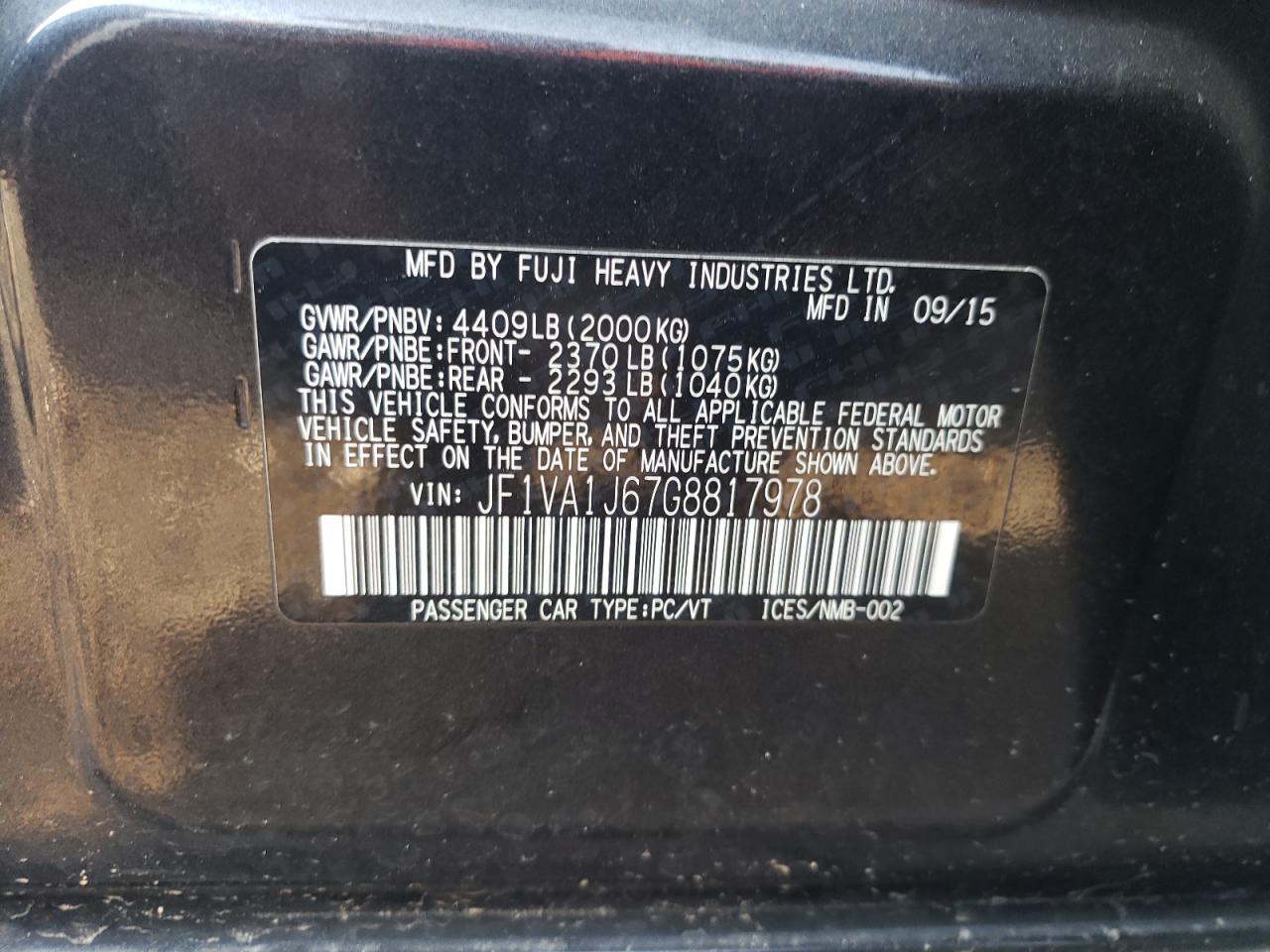 JF1VA1J67G8817978 2016 Subaru Wrx Limited