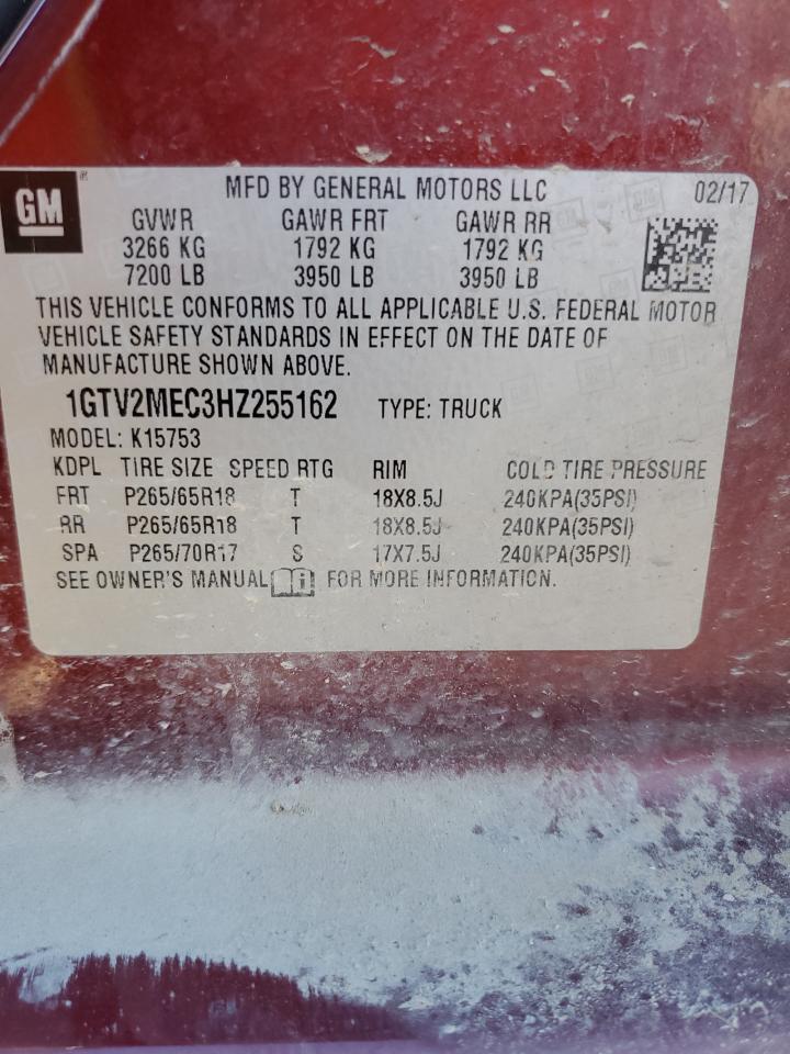 1GTV2MEC3HZ255162 2017 GMC Sierra K1500 Sle