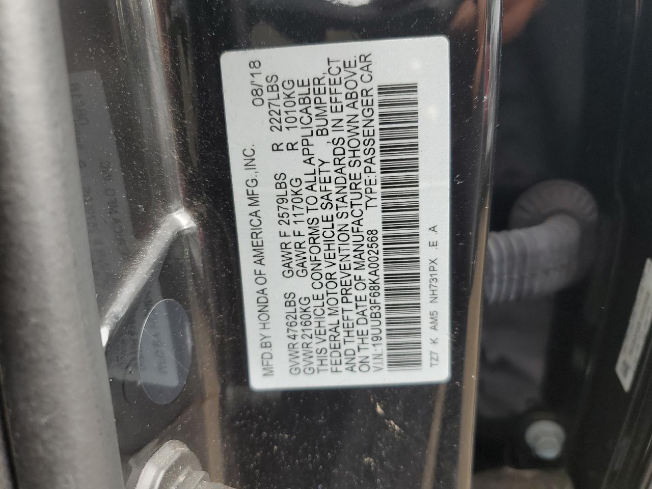 19UUB3F68KA002568 2019 Acura Tlx Technology