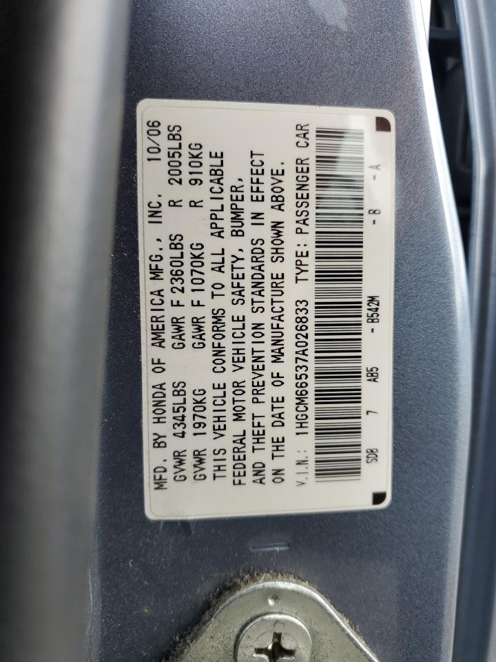 1HGCM66537A026833 2007 Honda Accord Ex