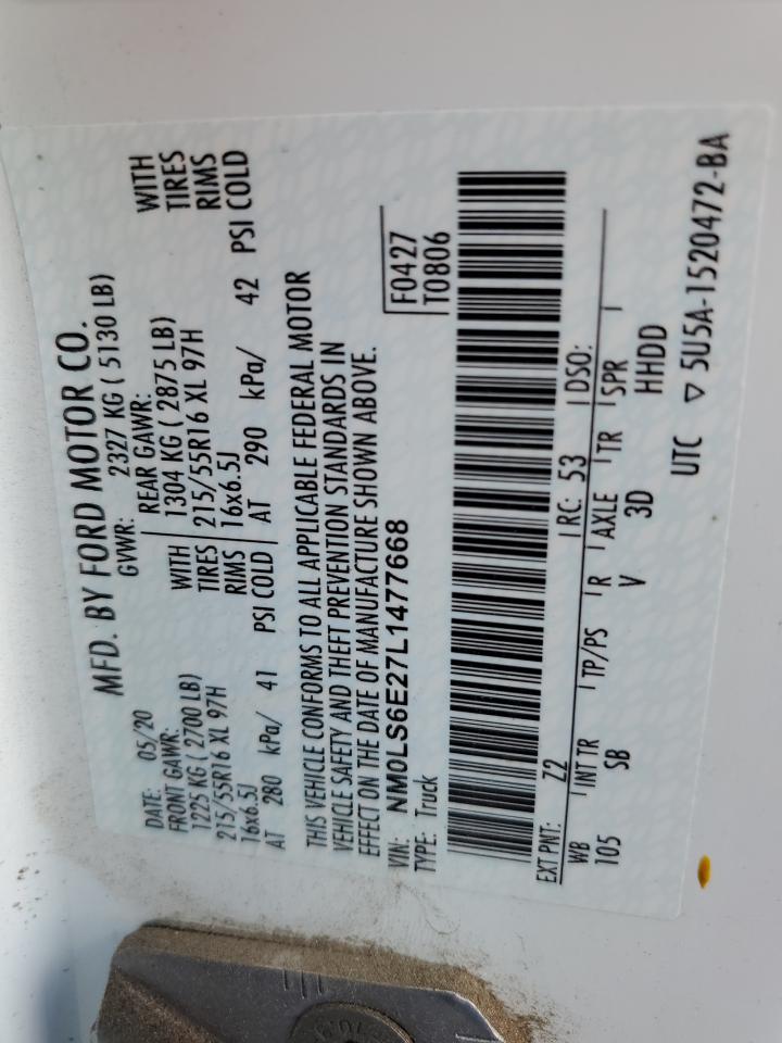 NM0LS6E27L1477668 2020 Ford Transit Connect Xl