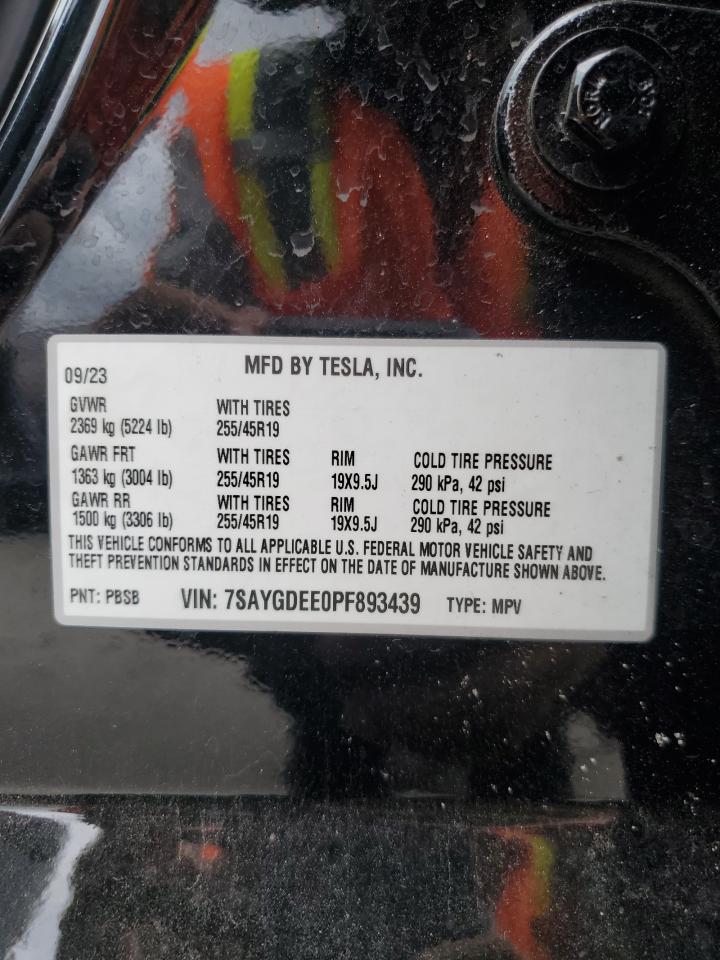 7SAYGDEE0PF893439 2023 Tesla Model Y