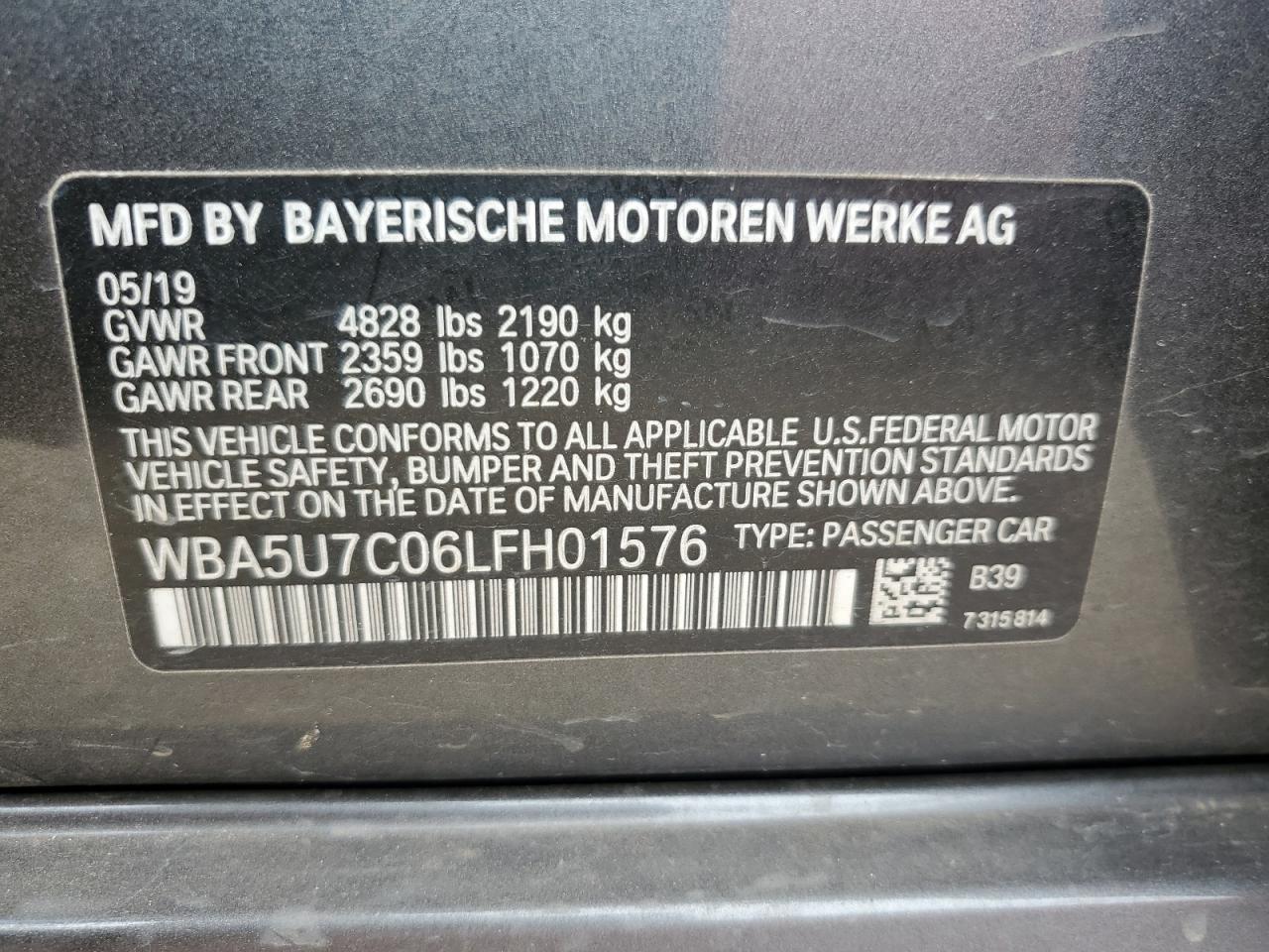 2020 BMW M340I VIN: WBA5U7C06LFH01576 Lot: 70587424