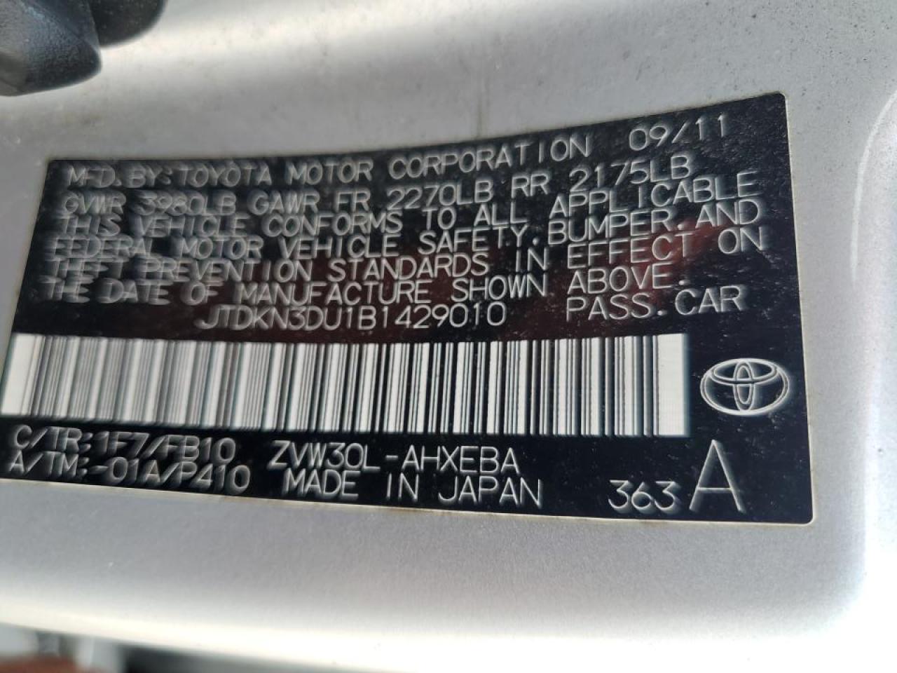JTDKN3DU1B1429010 2011 Toyota Prius